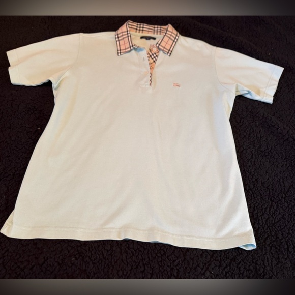 Burberry baby blue  Polo with Signature Plaid Collar - Picture 2 of 9